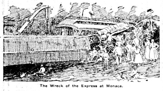 Drawing of Monaca train wreck, 1901