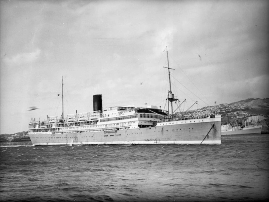 Ship the Sibajak in Wellington Harbour, NZ in 1952